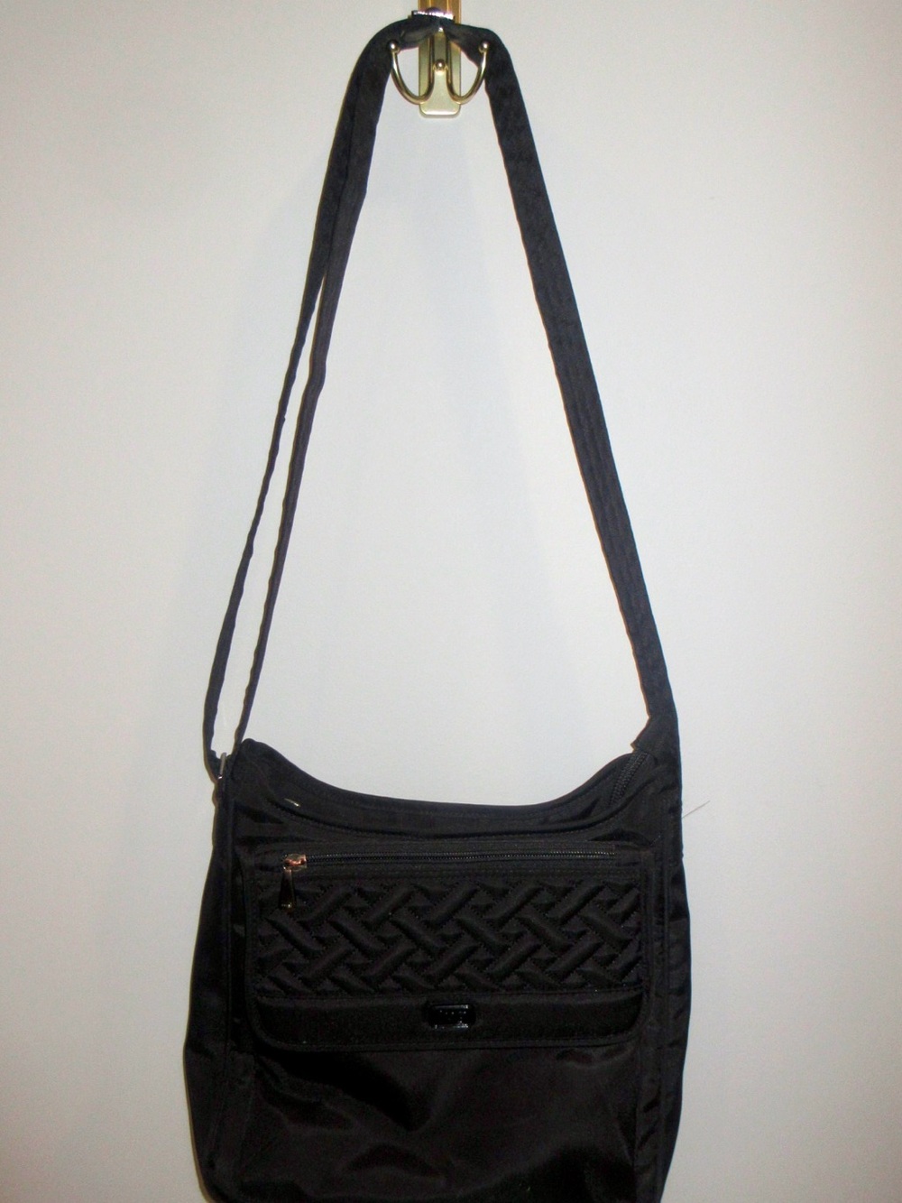 lug Black Quilted-Front Crossbody Bag